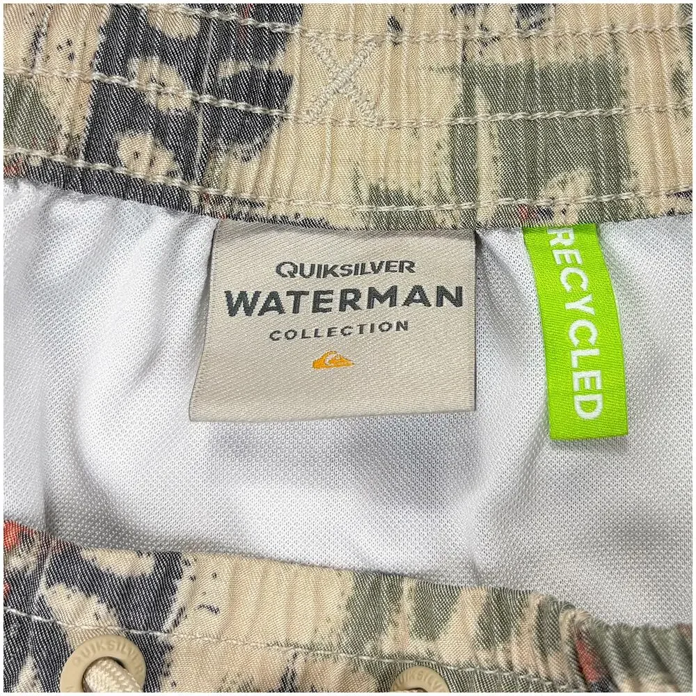 Quiksilver Waterman Swim Trunks Shorts Men’s XL Tropical 6.5” Inseam Lined